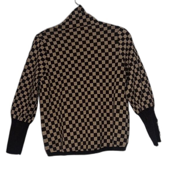 Gabby Isabella Women's Funnel Neck Check Pullover Long Sleeve Button Sweater XS - Picture 5 of 14